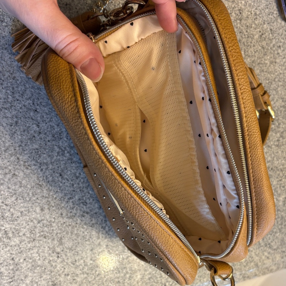 Itzy Ritzy Tan Crossbody Bag with Tassel - Picture 2 of 6